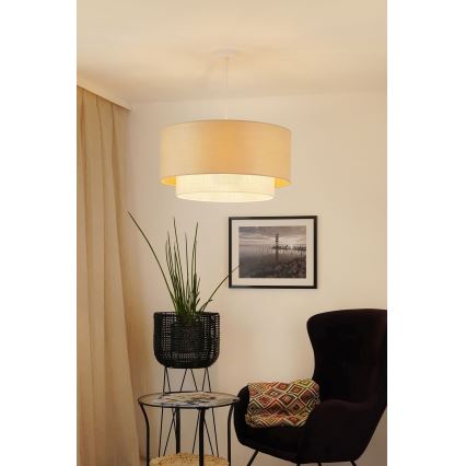 Brilagi - Lámpara colgante con cable ARIZONA BOHO 1xE27/15W/230V Ø 60 cm beige/blanco