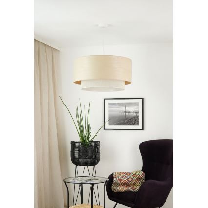 Brilagi - Lámpara colgante con cable ARIZONA BOHO 1xE27/15W/230V Ø 60 cm beige/blanco
