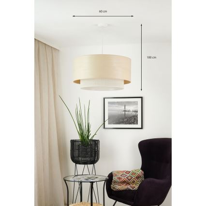 Brilagi - Lámpara colgante con cable ARIZONA BOHO 1xE27/15W/230V Ø 60 cm beige/blanco