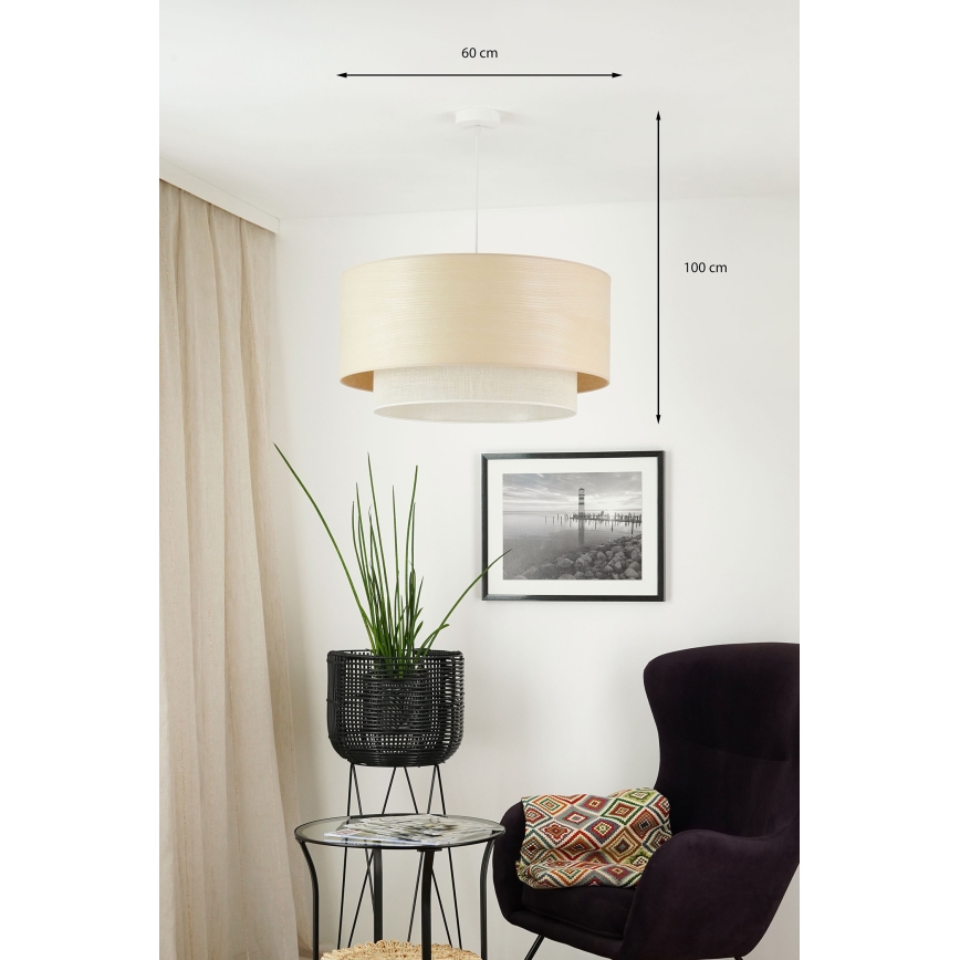 Brilagi - Lámpara colgante con cable ARIZONA BOHO 1xE27/15W/230V Ø 60 cm beige/blanco