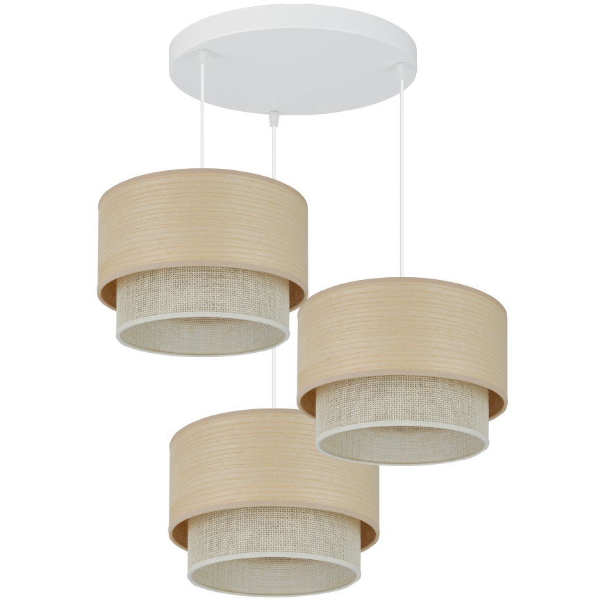 Brilagi - Lámpara colgante ARIZONA BOHO 3xE27/15W/230V beige/blanco