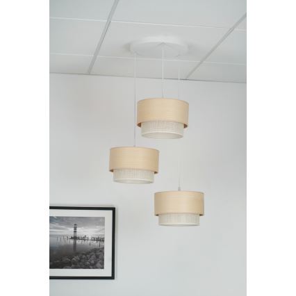 Brilagi - Lámpara colgante ARIZONA BOHO 3xE27/15W/230V beige/blanco