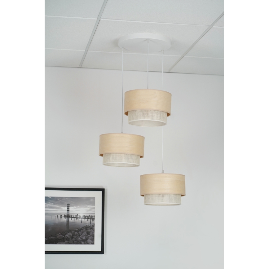 Brilagi - Lámpara colgante ARIZONA BOHO 3xE27/15W/230V beige/blanco