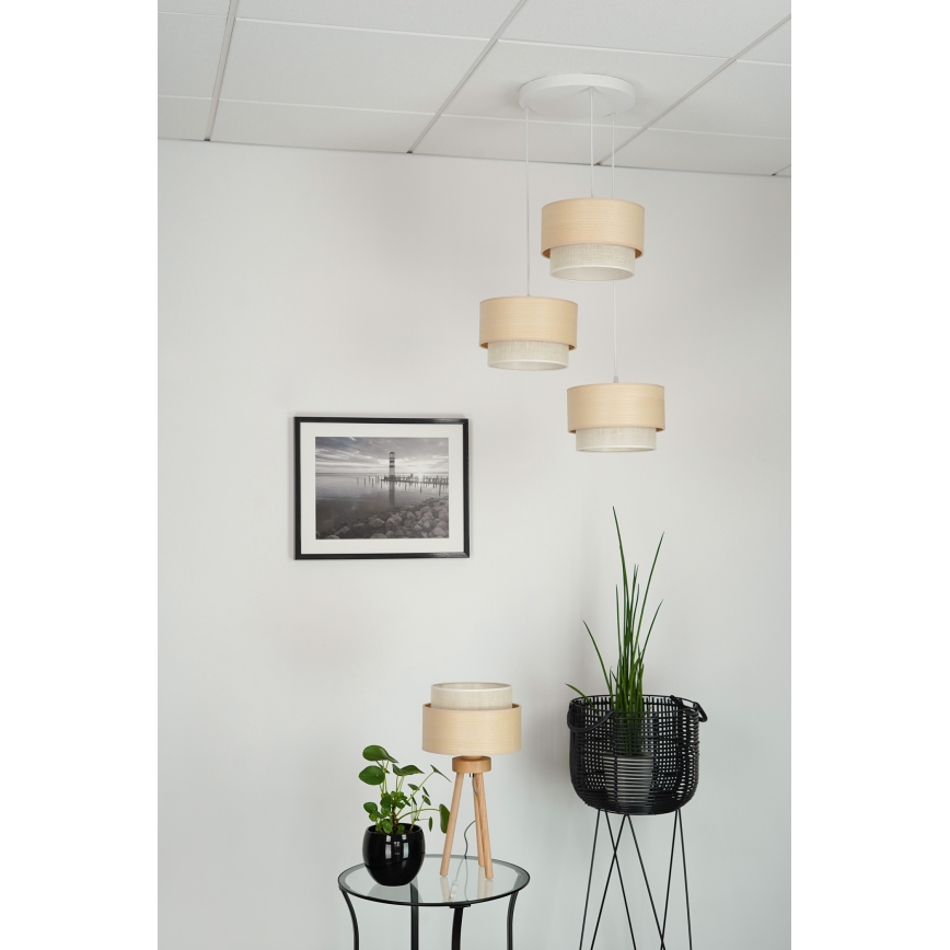 Brilagi - Lámpara colgante ARIZONA BOHO 3xE27/15W/230V beige/blanco