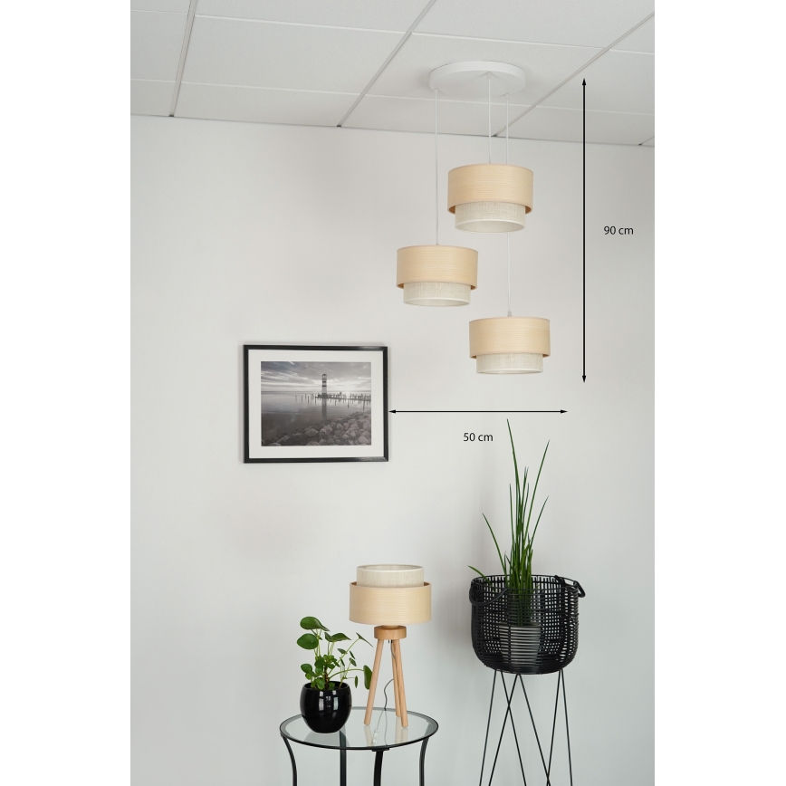 Brilagi - Lámpara colgante ARIZONA BOHO 3xE27/15W/230V beige/blanco