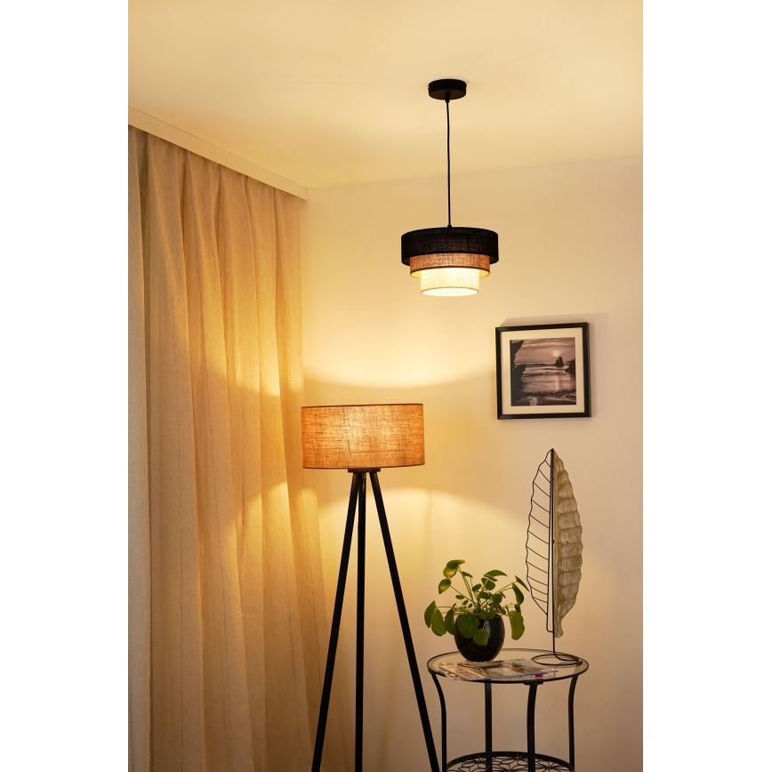 Brilagi - Lámpara colgante ASPEN LUNETA 1xE27/15W/230V diá. 25 cm negro/beige/color crema