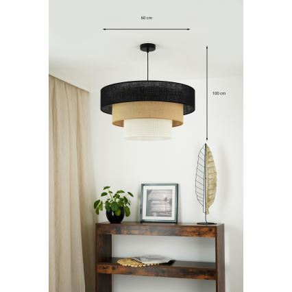 Brilagi - Lámpara colgante ASPEN LUNETA 1xE27/15W/230V diá. 60 cm negro/beige/color crema