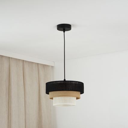 Brilagi - Lámpara colgante en cable ASPEN LUNETA 1xE27/15W/230V Ø 25 cm negro/beige/crema