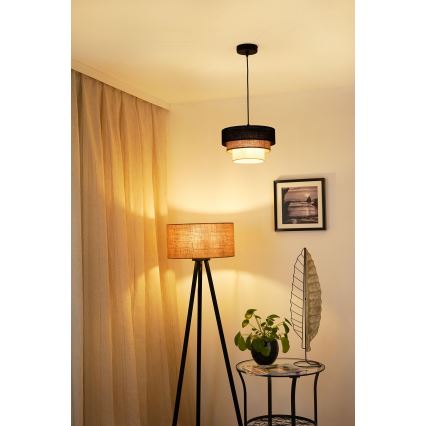 Brilagi - Lámpara colgante en cable ASPEN LUNETA 1xE27/15W/230V Ø 25 cm negro/beige/crema
