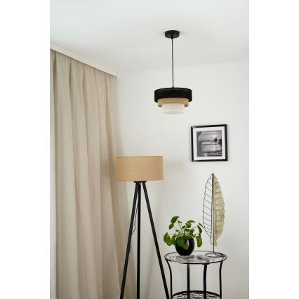 Brilagi - Lámpara colgante en cable ASPEN LUNETA 1xE27/15W/230V Ø 25 cm negro/beige/crema