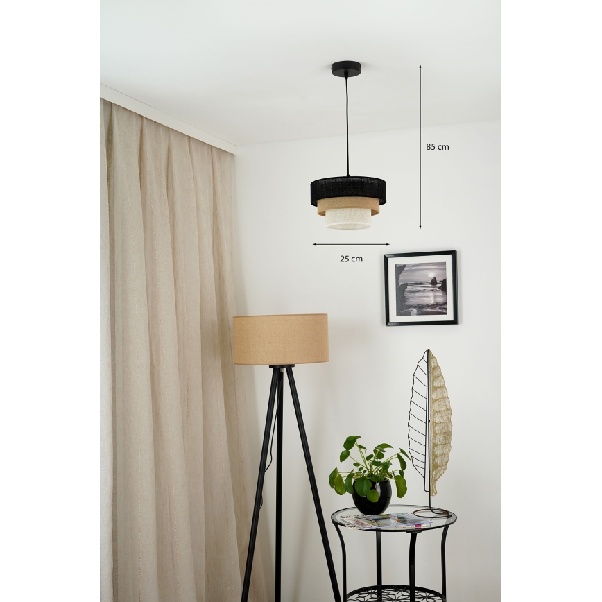 Brilagi - Lámpara colgante en cable ASPEN LUNETA 1xE27/15W/230V Ø 25 cm negro/beige/crema