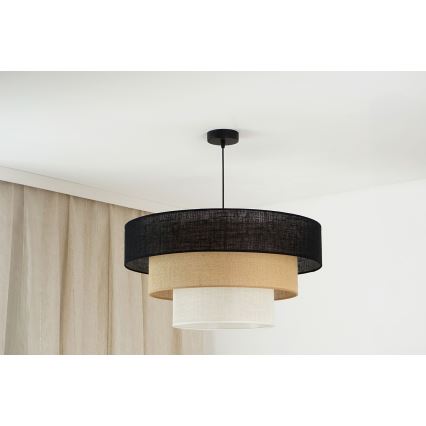 Brilagi - Lámpara colgante en cable ASPEN LUNETA 1xE27/15W/230V Ø 60 cm negro/beige/crème