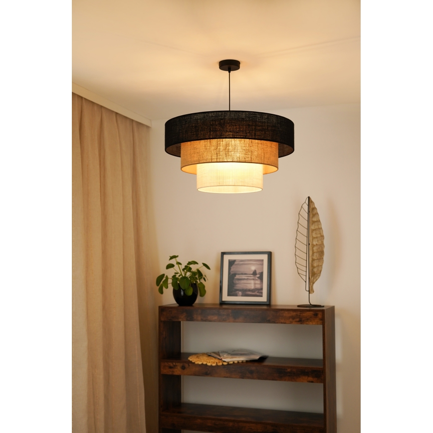 Brilagi - Lámpara colgante en cable ASPEN LUNETA 1xE27/15W/230V Ø 60 cm negro/beige/crème