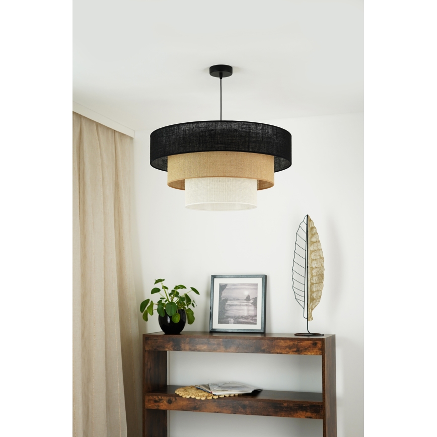 Brilagi - Lámpara colgante en cable ASPEN LUNETA 1xE27/15W/230V Ø 60 cm negro/beige/crème