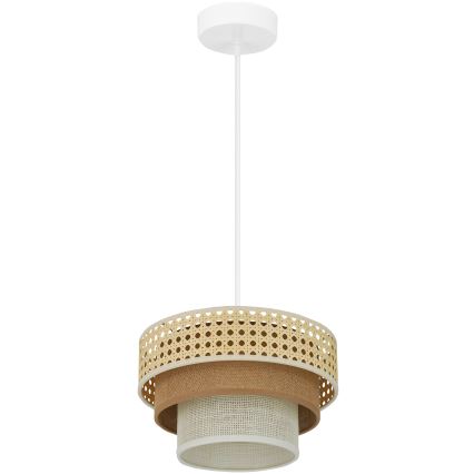 Brilagi - Lámpara colgante con cable CEDAR LUNETA 1xE27/15W/230V diámetro 25 cm ratán/marrón/crema