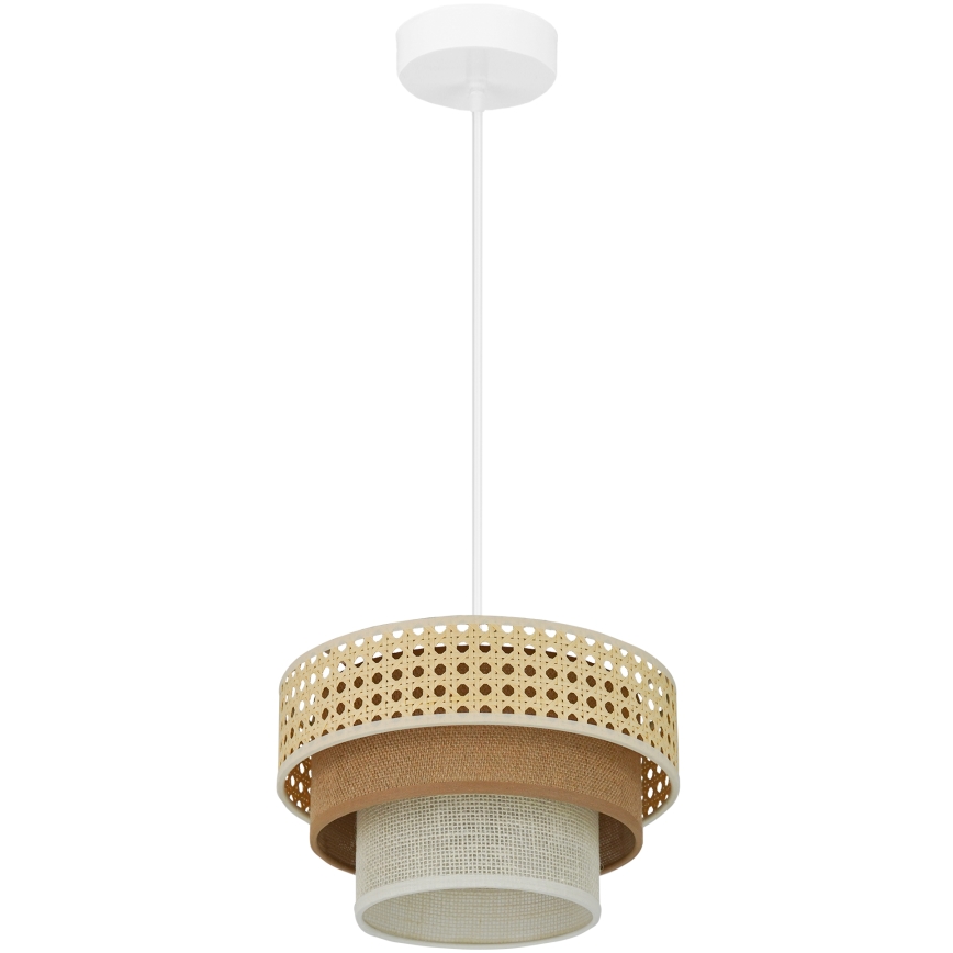 Brilagi - Lámpara colgante con cable CEDAR LUNETA 1xE27/15W/230V diámetro 25 cm ratán/marrón/crema