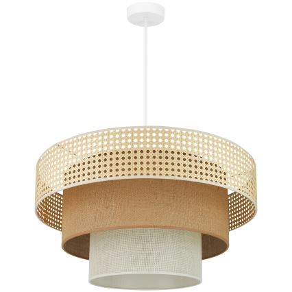 Brilagi - Lámpara colgante con cable CEDAR LUNETA 1xE27/15W/230V Ø 60 cm ratán/marrón/crema
