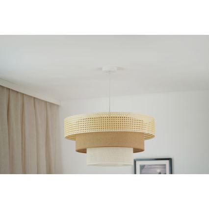 Brilagi - Lámpara colgante con cable CEDAR LUNETA 1xE27/15W/230V Ø 60 cm ratán/marrón/crema