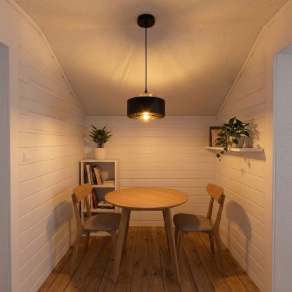 Brilagi - Lámpara colgante con cable 1xE27/60W/230V Ø 20 cm negro/dorado