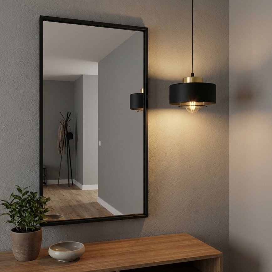 Brilagi - Lámpara colgante con cable 1xE27/60W/230V Ø 20 cm negro/dorado