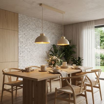 Brilagi - Lámpara colgante con cable 2xE27/60W/230V beige/dorado