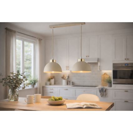 Brilagi - Lámpara colgante con cable 2xE27/60W/230V beige/dorado