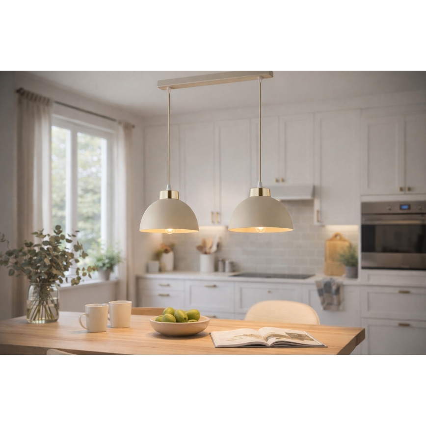 Brilagi - Lámpara colgante con cable 2xE27/60W/230V beige/dorado