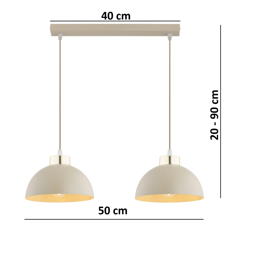 Brilagi - Lámpara colgante con cable 2xE27/60W/230V beige/dorado