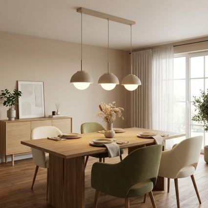 Brilagi - Lámpara colgante con cable 3xE27/60W/230V beige/dorada