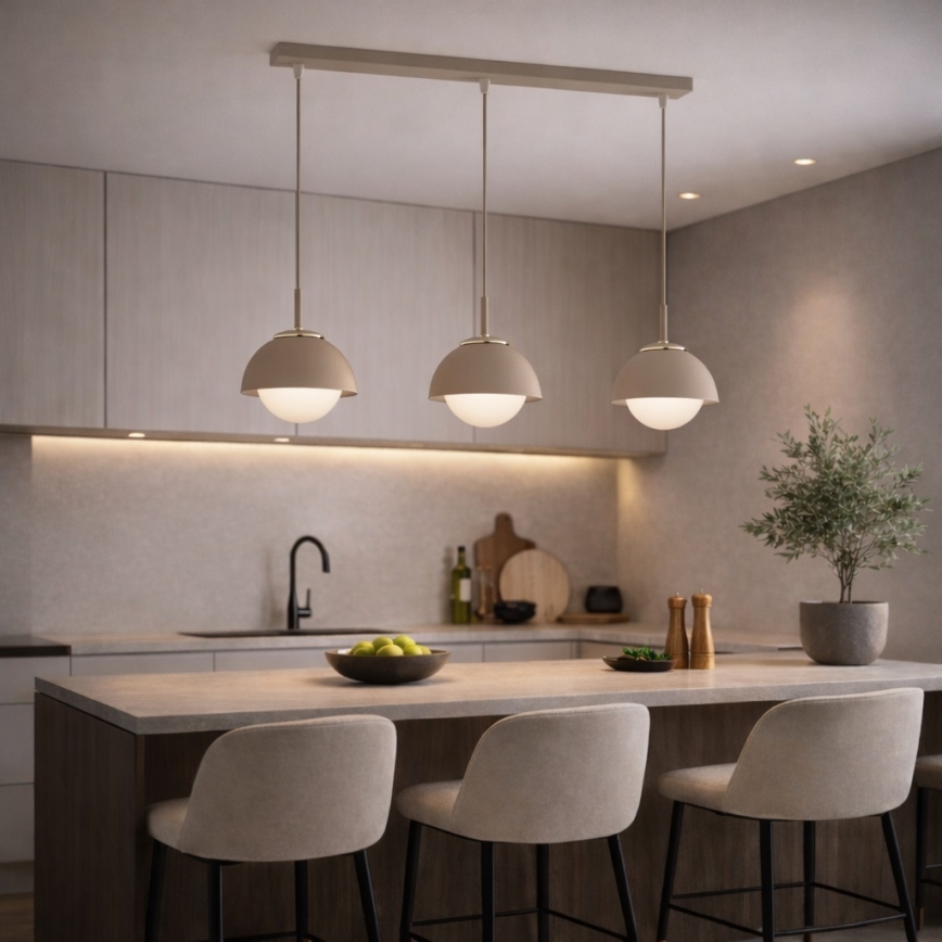 Brilagi - Lámpara colgante con cable 3xE27/60W/230V beige/dorada