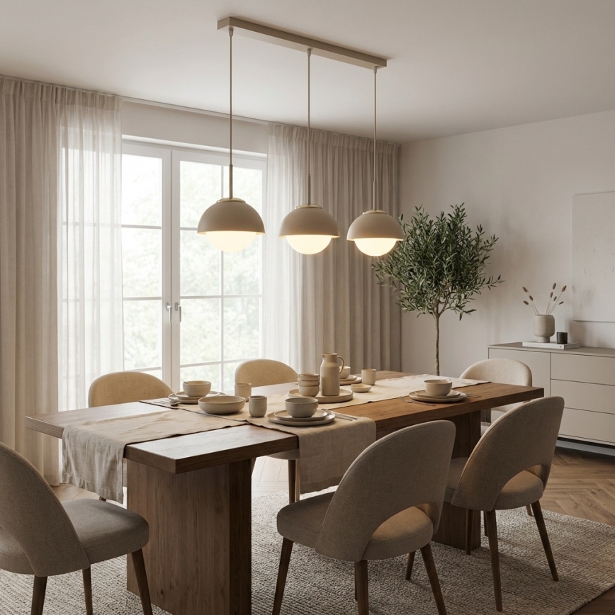 Brilagi - Lámpara colgante con cable 3xE27/60W/230V beige/dorada