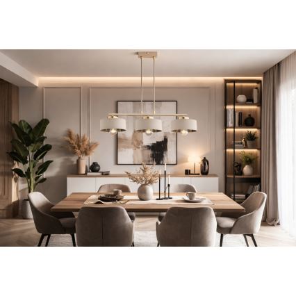 Brilagi - Lámpara colgante con cable 3xE27/60W/230V beige/dorado