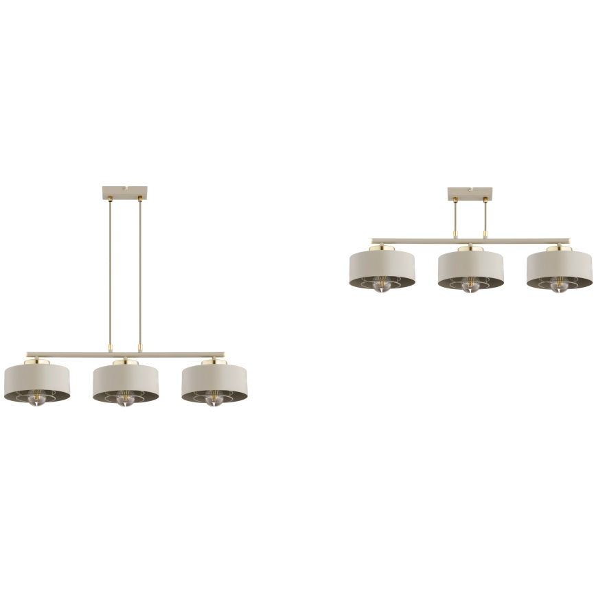 Brilagi - Lámpara colgante con cable 3xE27/60W/230V beige/dorado