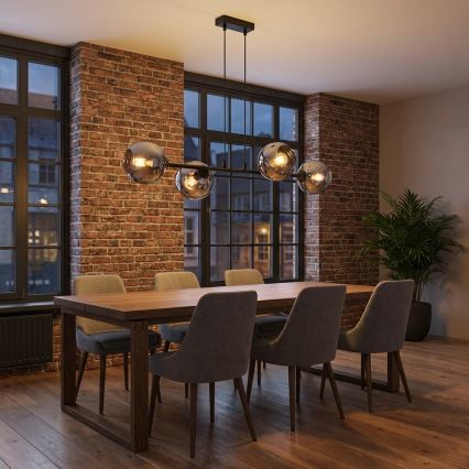 Brilagi - Lámpara colgante con cable 4xE27/60W/230V negro/gris ahumado