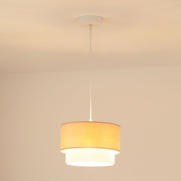 Brilagi - Lámpara colgante con cable ARIZONA BOHO 1xE27/15W/230V Ø 25 cm beige/blanco