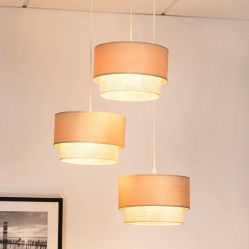 Brilagi - Lámpara colgante con cable ARIZONA BOHO 3xE27/15W/230V beige/blanco