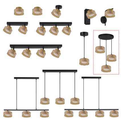 Brilagi - Lámpara colgante con cable AURA LUX 3xGX53/30W/230V negra/dorada
