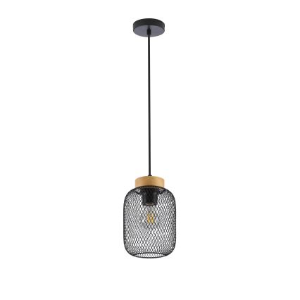 Brilagi - Lámpara colgante con cable BASKLITE 1xE27/15W/230V madera de Hevea/negro