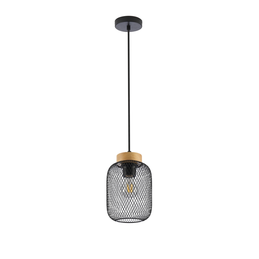 Brilagi - Lámpara colgante con cable BASKLITE 1xE27/15W/230V madera de Hevea/negro