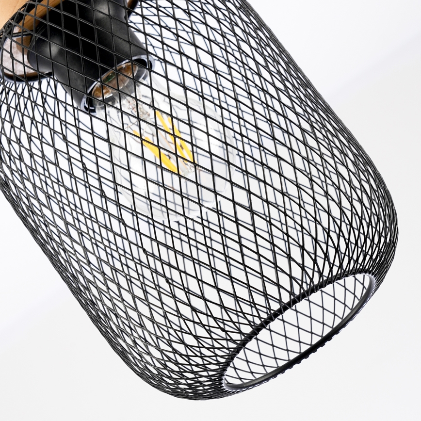 Brilagi - Lámpara colgante con cable BASKLITE 1xE27/15W/230V madera de Hevea/negro