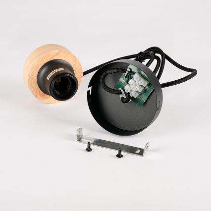 Brilagi - Lámpara colgante con cable BASKLITE 1xE27/15W/230V madera de Hevea/negro