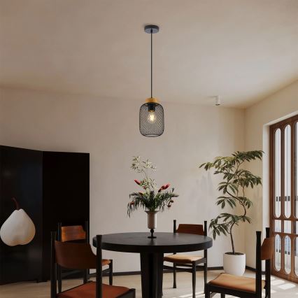 Brilagi - Lámpara colgante con cable BASKLITE 1xE27/15W/230V madera/negro