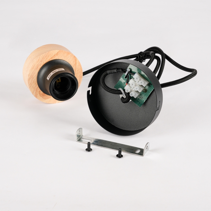 Brilagi - Lámpara colgante con cable BASKLITE 1xE27/15W/230V madera/negro