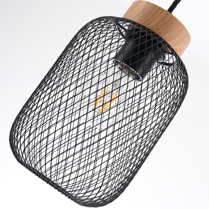 Brilagi - Lámpara colgante con cable BASKLITE 3xE27/15W/230V madera/negro