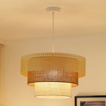 Brilagi - Lámpara colgante con cable CEDAR LUNETA 1xE27/15W/230V diámetro 45 cm ratán/marrón/crema
