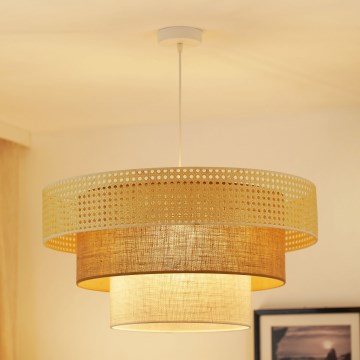 Brilagi - Lámpara colgante con cable CEDAR LUNETA 1xE27/15W/230V Ø 60 cm ratán/marrón/crema