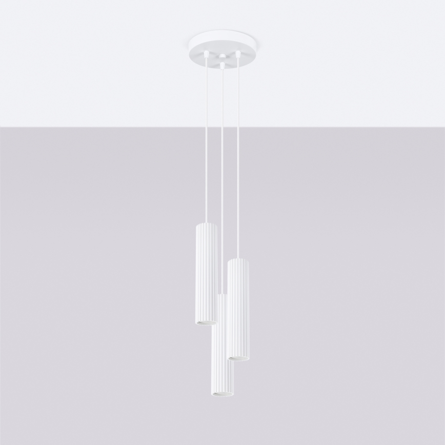 Brilagi - Lámpara colgante con cable CRESTO 3xGU10/10W/230V blanca