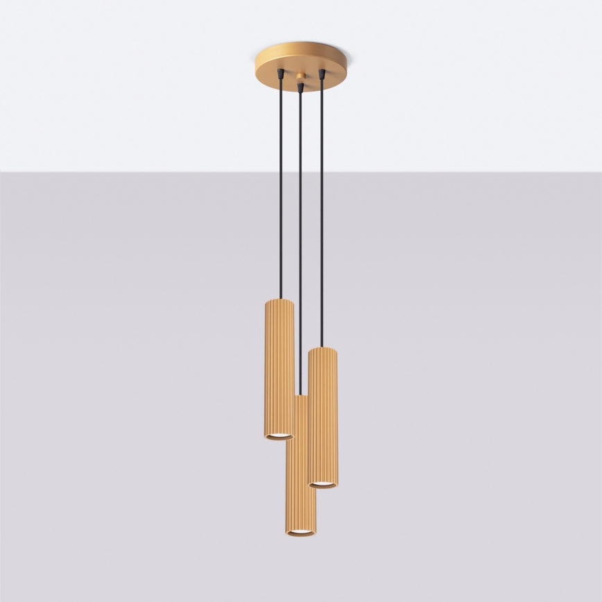 Brilagi - Lámpara colgante con cable CRESTO 3xGU10/10W/230V dorada