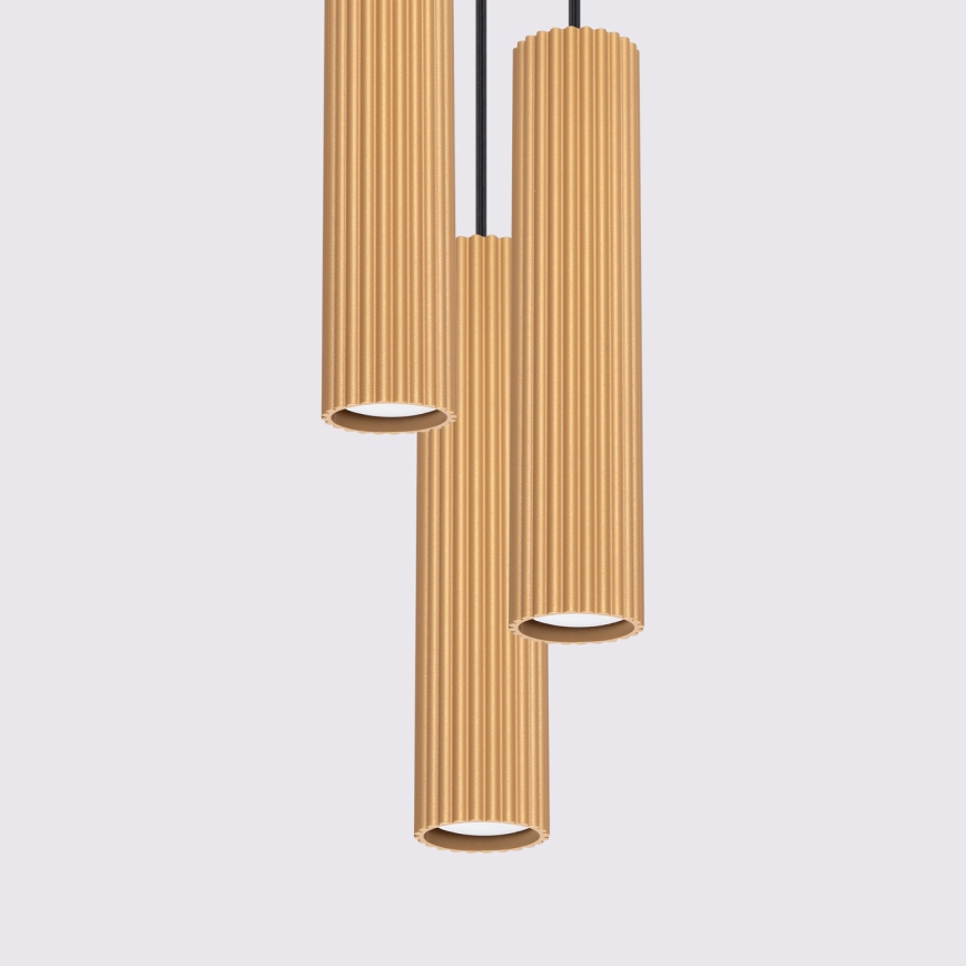 Brilagi - Lámpara colgante con cable CRESTO 3xGU10/10W/230V dorada