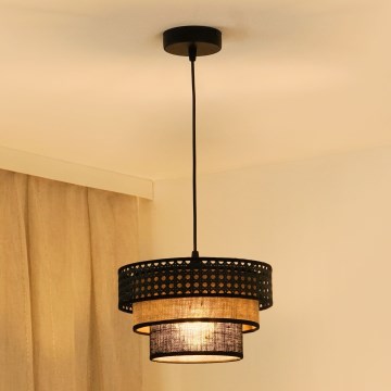 Brilagi - Lámpara colgante con cable DAKOTA LUNETA 1xE27/15W/230V diámetro 25 cm negro/rattán